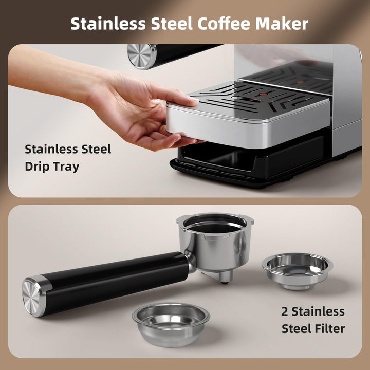Kismile Espresso Machine 20 Bar, with Milk Frother Steam Wand CM8032 - Kismile