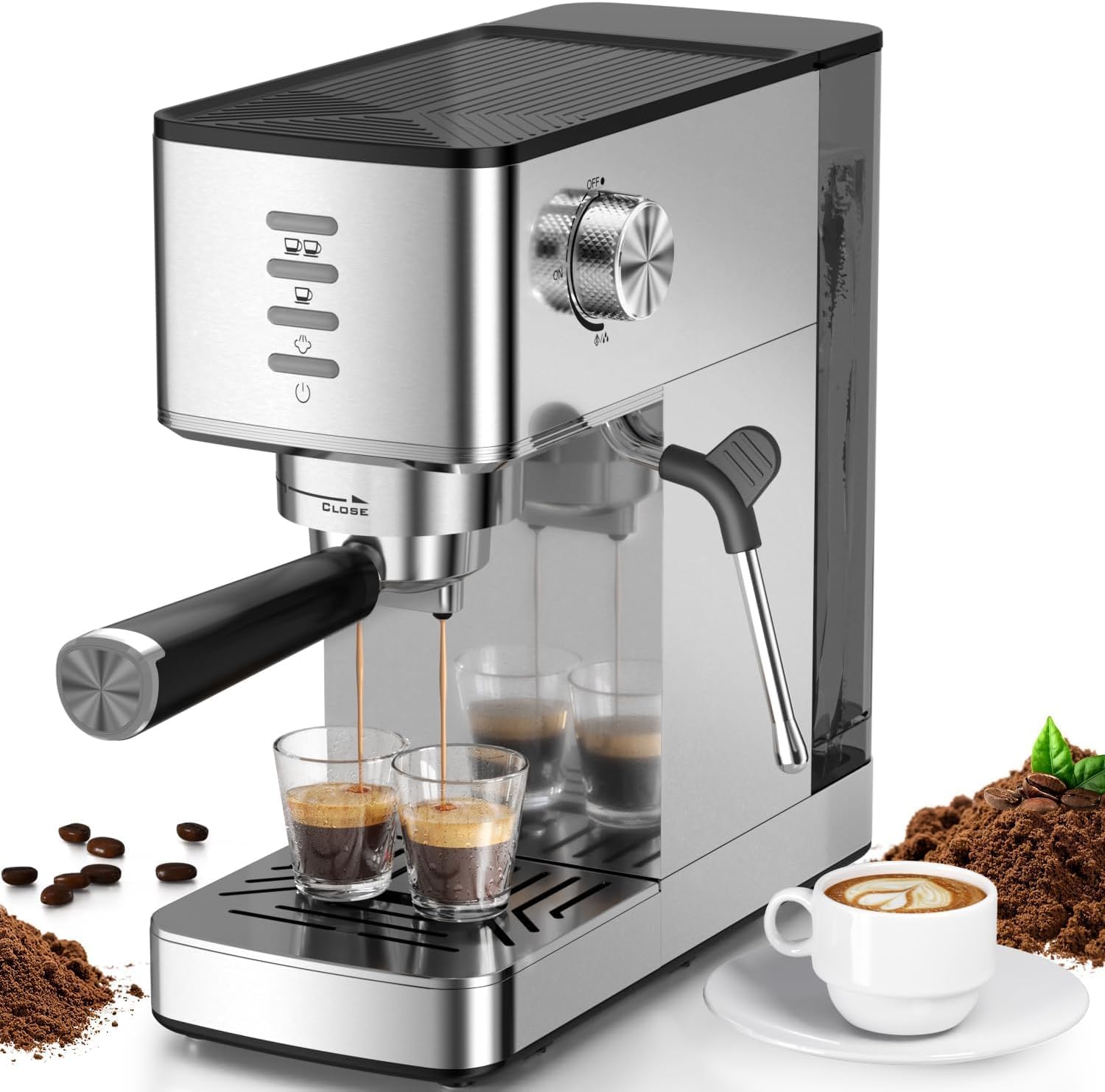 Kismile Espresso Machine 20 Bar, with Milk Frother Steam Wand