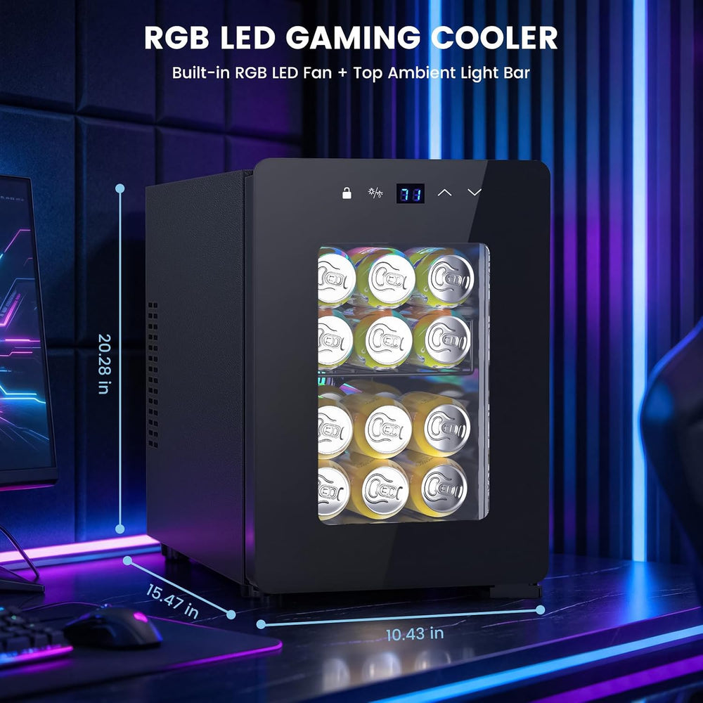 Kismile Gaming Wine Cooler with RGB Lighting, Touch Control & 46–64°F Temperature Range - Kismile