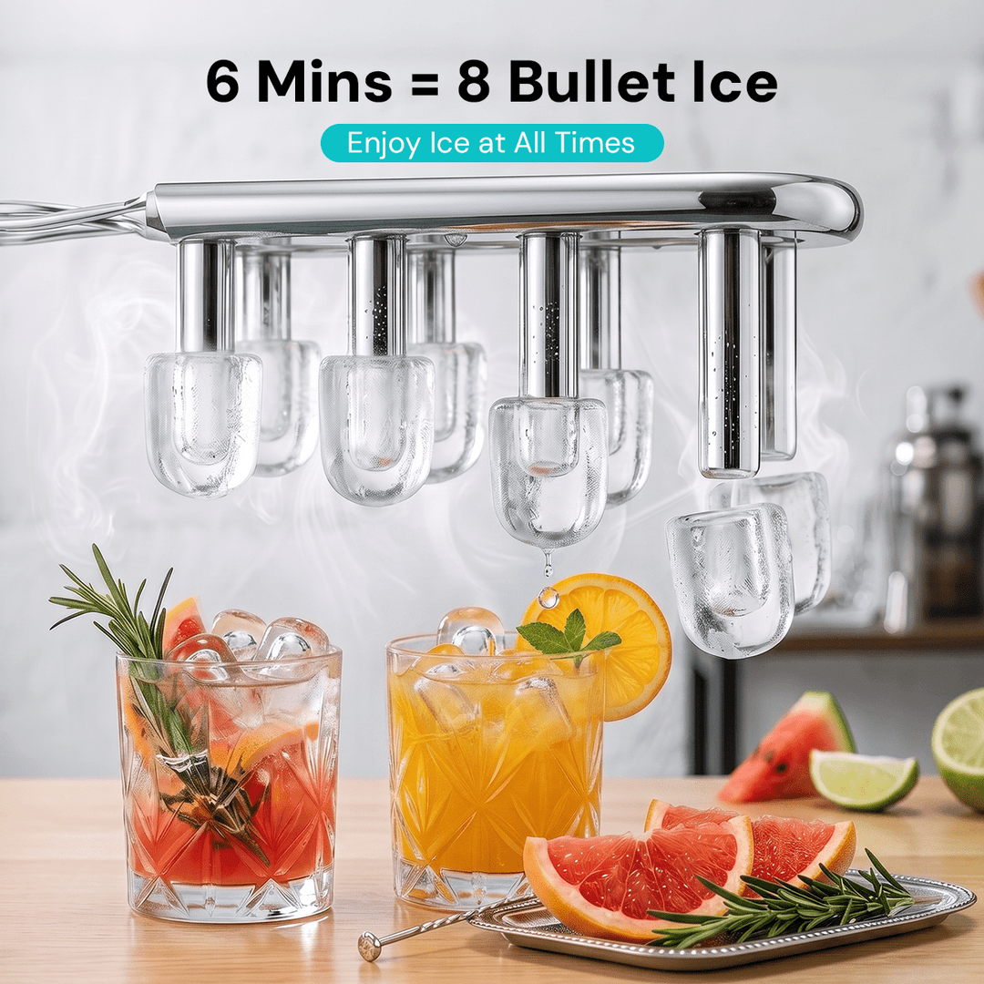 Kismile Ice Makers Countertop with Handle,8 Cubes in 6 Mins,Portable Ice Machine with Self-Cleaning for Home 58012RIM0 - Kismile