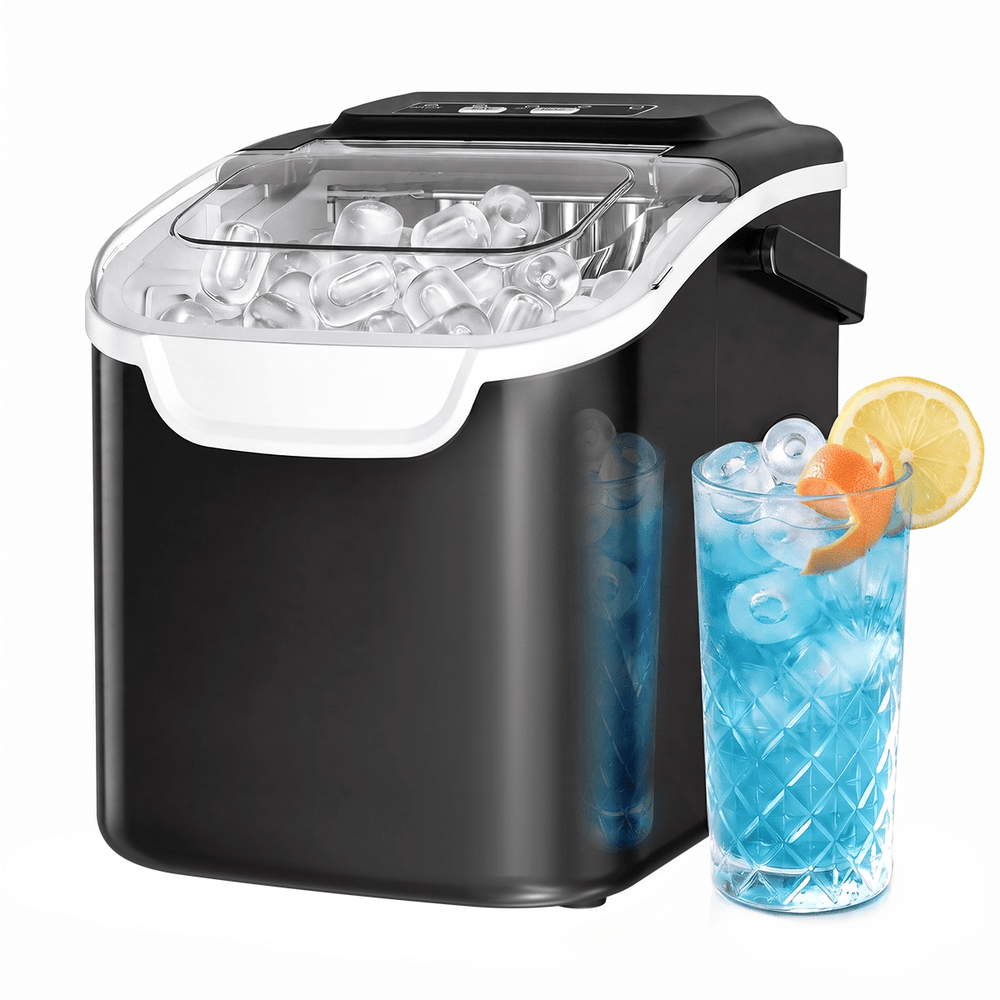 Kismile Ice Makers Countertop with Handle,8 Cubes in 6 Mins,Portable Ice Machine with Self-Cleaning for Home 58012RIM0 - Kismile
