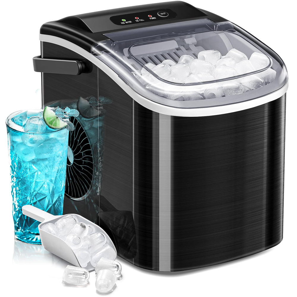 KISMILE Ice Makers Countertop,Portable Ice Maker Machine with Handle,Self - Cleaning Ice Maker, 26Lbs/24H, 9 Ice Cubes Ready in 8 Mins, for Home/Office/Kitchen - Kismile