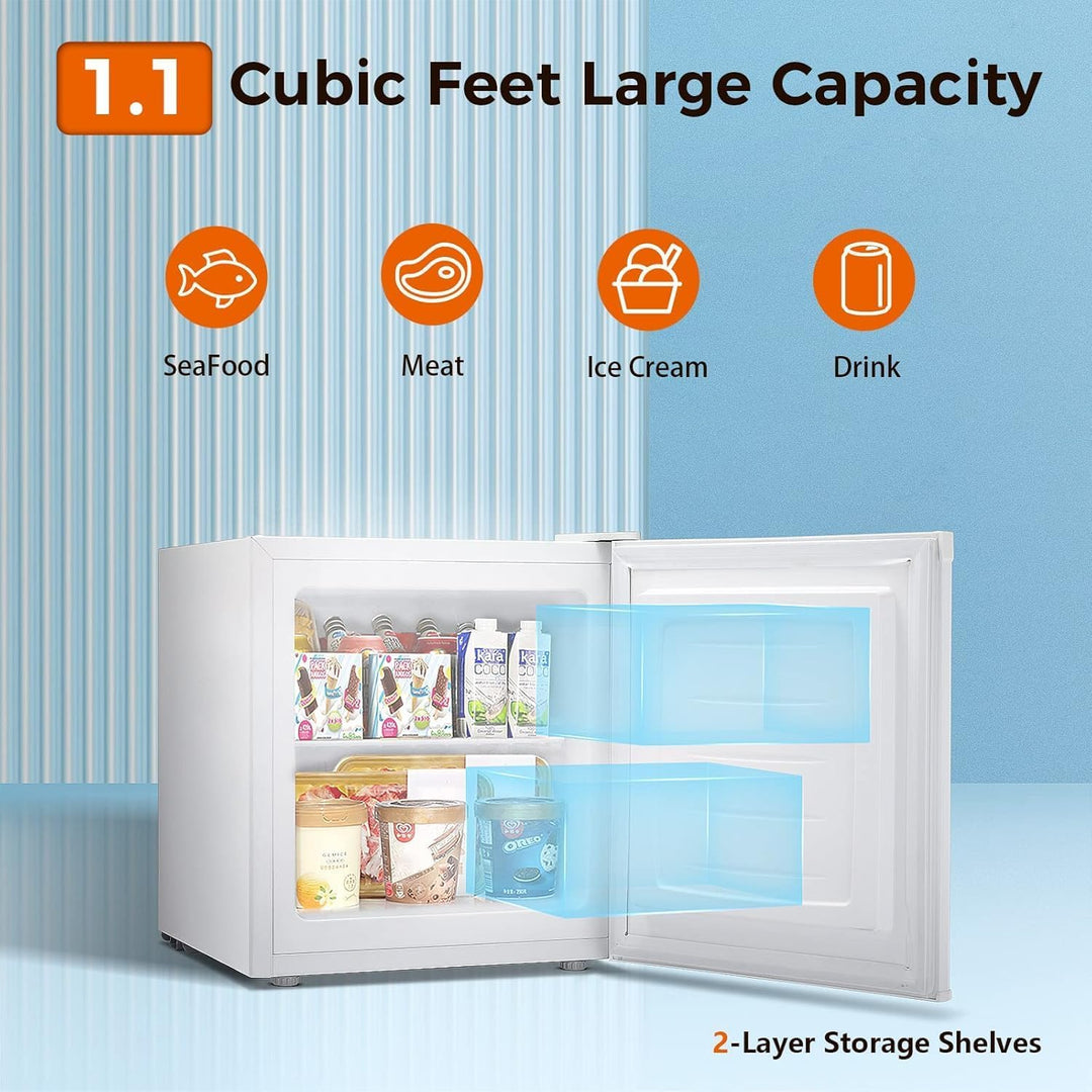 Kismile Mini Freezer,1.1 Cu.ft Upright Freezer with Reversible Single Door - Kismile
