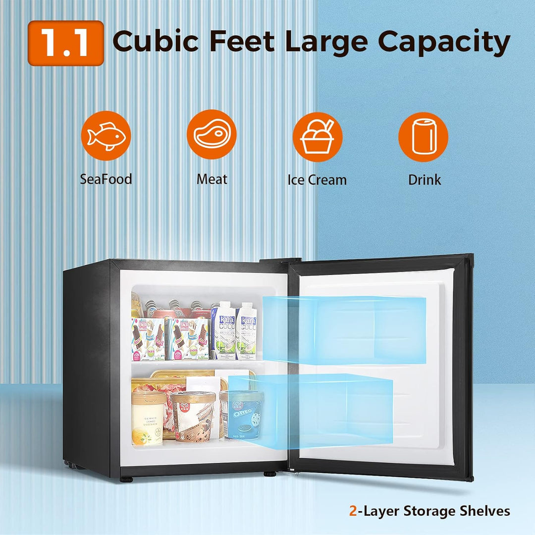 Kismile Mini Freezer,1.1 Cu.ft Upright Freezer with Reversible Single Door - Kismile