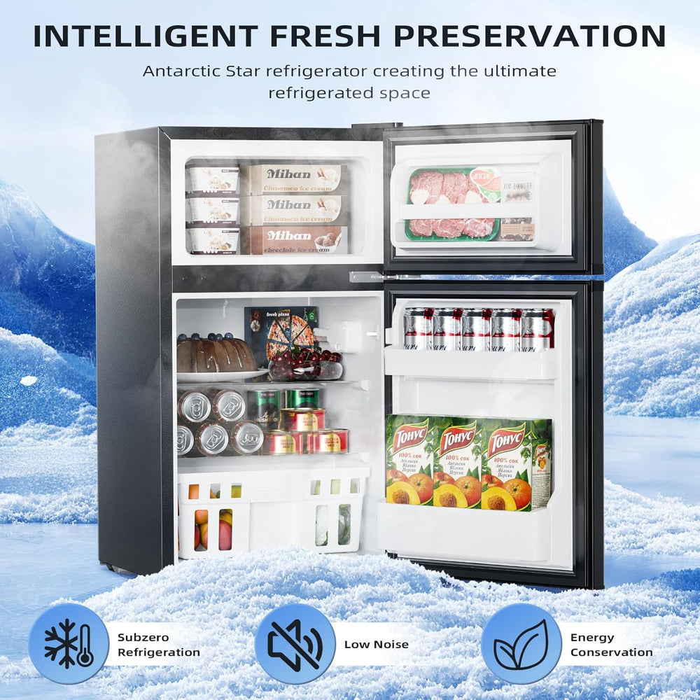 Kismile Mini Fridge 3.1Cu.Ft Compact Refrigerator 2 - Doors Freezer - Kismile