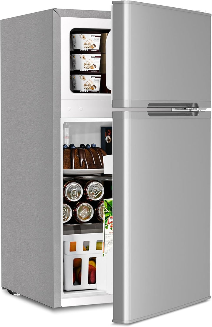 Kismile Mini Fridge 3.1Cu.Ft Compact Refrigerator 2 - Doors Freezer - Kismile