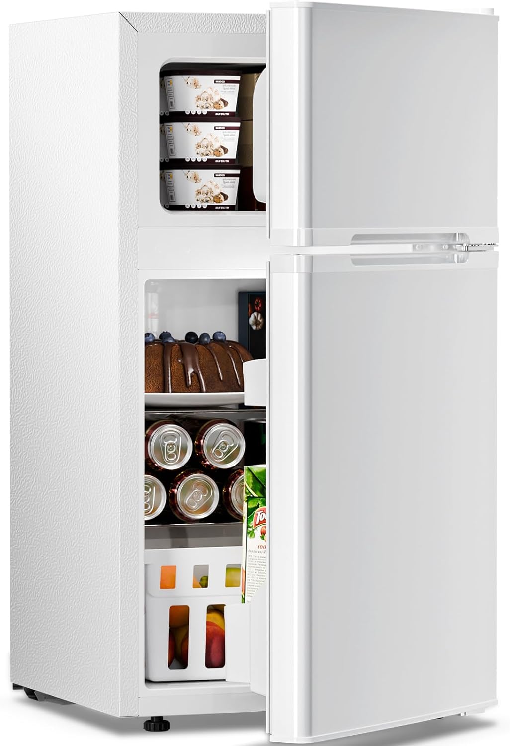 Kismile Mini Fridge 3.1Cu.Ft Compact Refrigerator 2 - Doors Freezer - Kismile