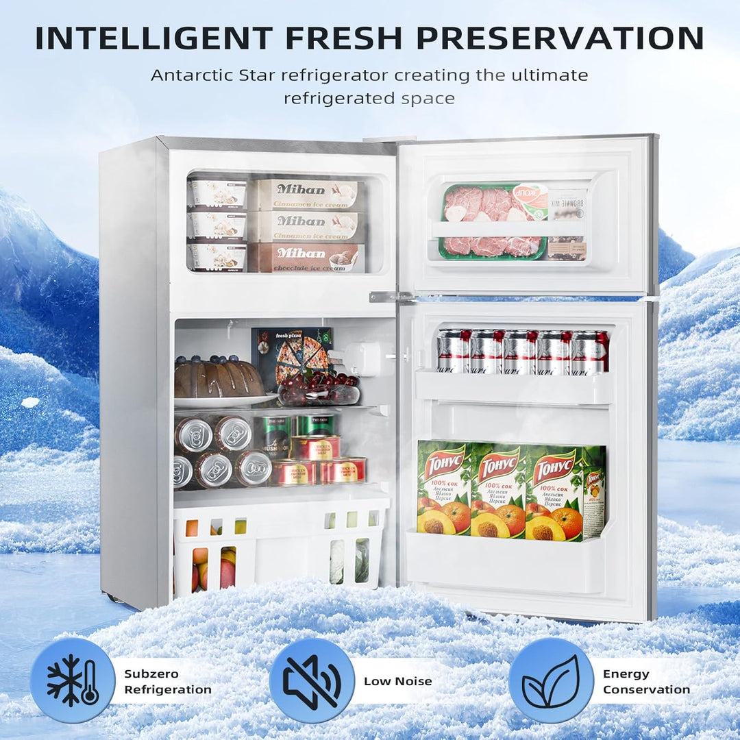 Kismile Mini Fridge 3.1Cu.Ft Compact Refrigerator 2 - Doors Freezer - Kismile