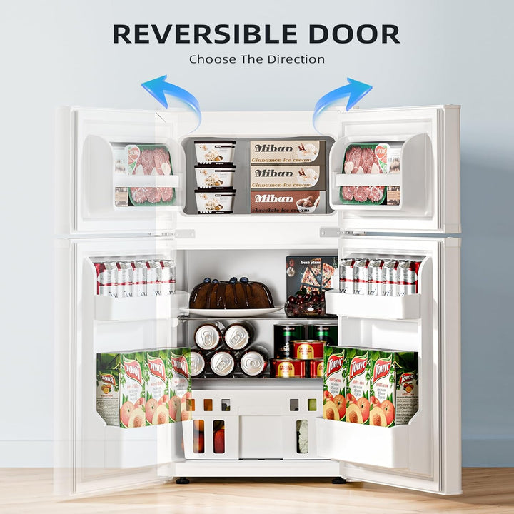 Kismile Mini Fridge 3.1Cu.Ft Compact Refrigerator 2 - Doors Freezer - Kismile
