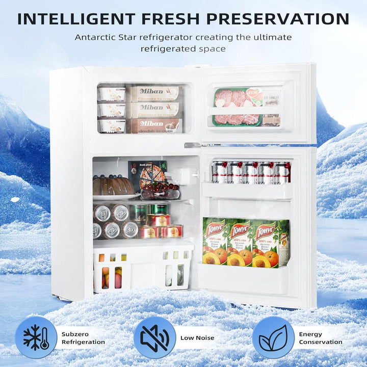 Kismile Mini Fridge 3.1Cu.Ft Compact Refrigerator 2 - Doors Freezer - Kismile