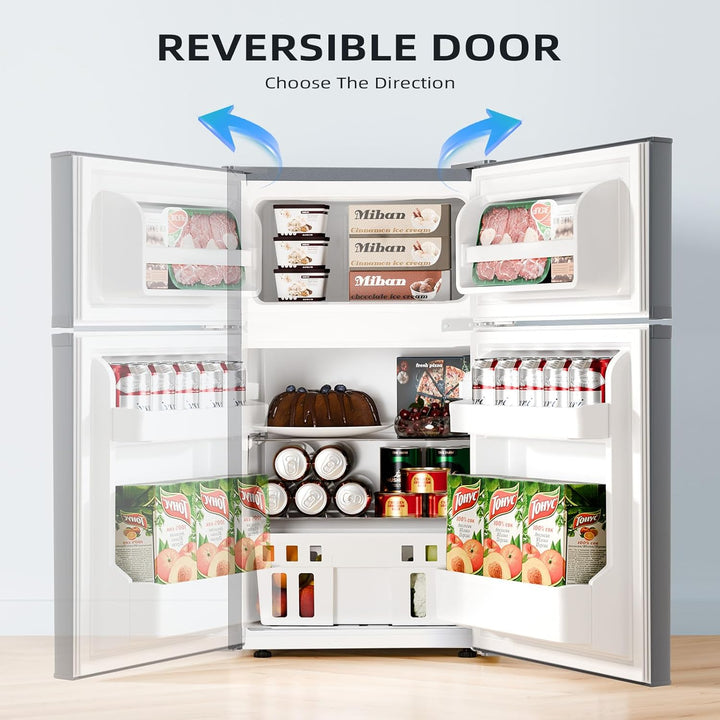 Kismile Mini Fridge 3.1Cu.Ft Compact Refrigerator 2 - Doors Freezer - Kismile