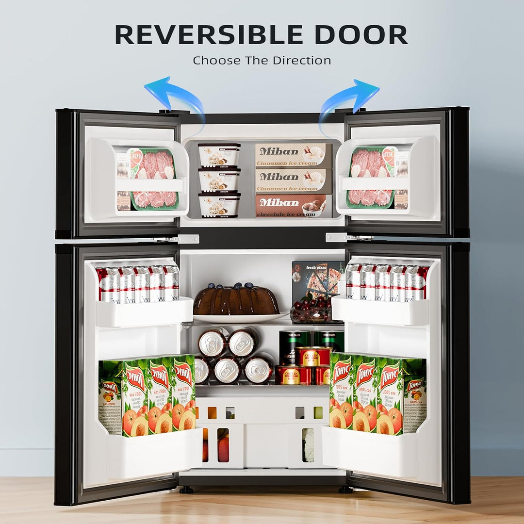 Kismile Mini Fridge 3.1Cu.Ft Compact Refrigerator 2 - Doors Freezer - Kismile