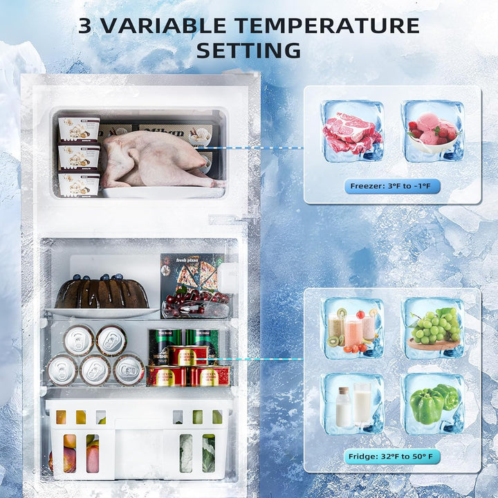 Kismile Mini Fridge 3.1Cu.Ft Compact Refrigerator 2 - Doors Freezer - Kismile