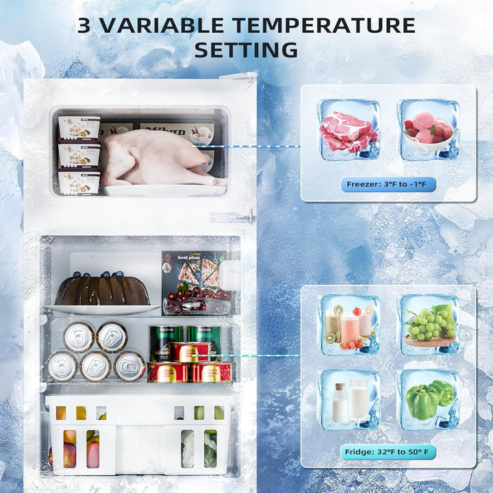 Kismile Mini Fridge 3.1Cu.Ft Compact Refrigerator 2 - Doors Freezer - Kismile