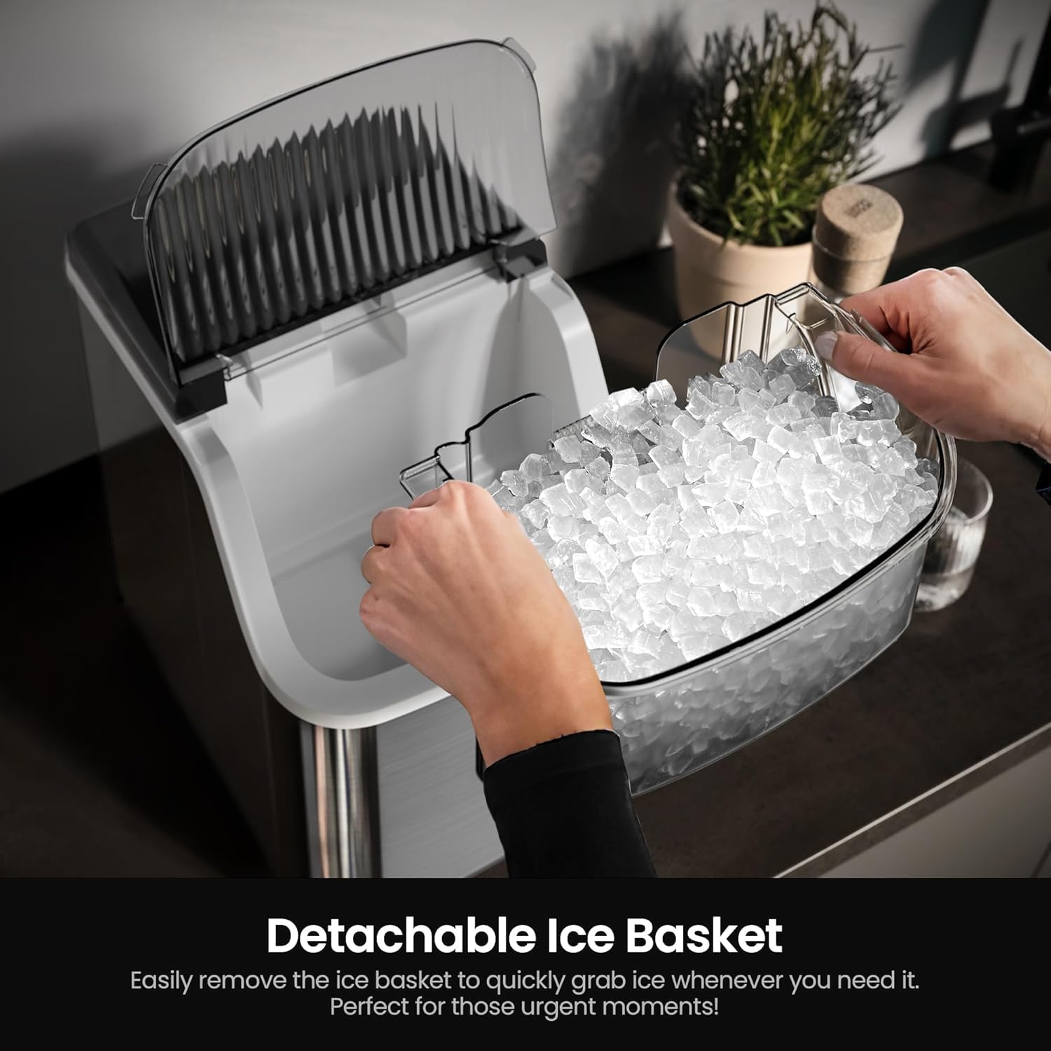 Kismile Nugget Ice Maker Countertop – Soft Chewable Pebble Ice, 33
