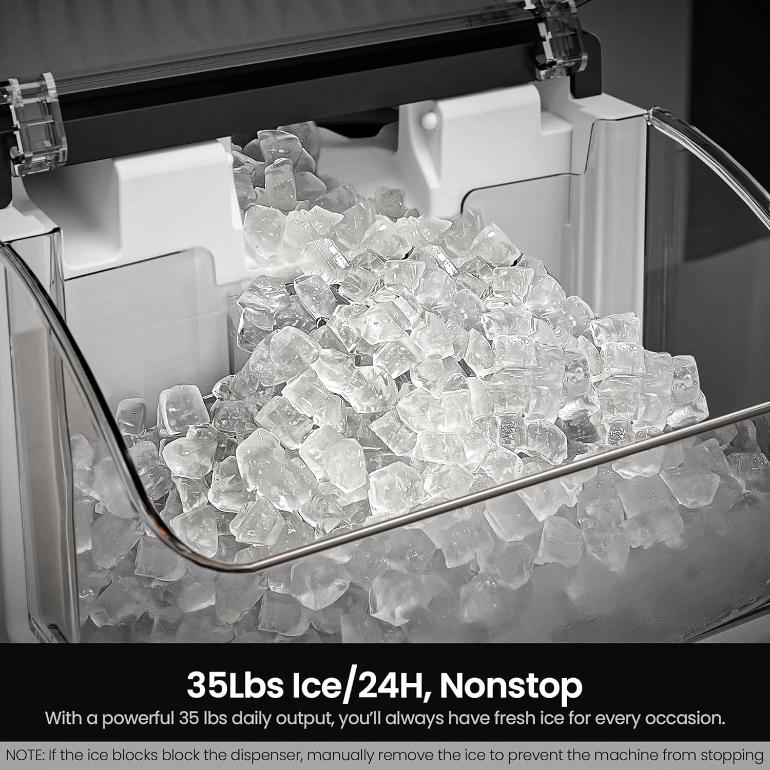 Kismile Nugget Ice Maker Countertop – 35 lbs/Day, Self-Cleaning
