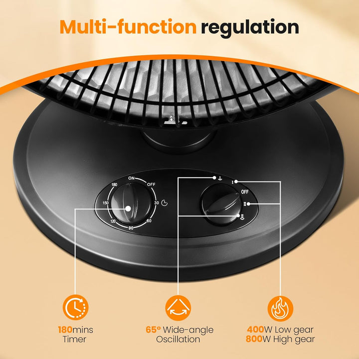 Kismile Oscillating Parabolic Space Heater with Thermostat and Timer R5315 - Kismile