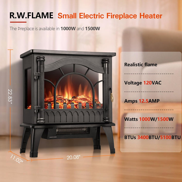 Electric Fireplace Heater, 20" Freestanding Fireplace S520222