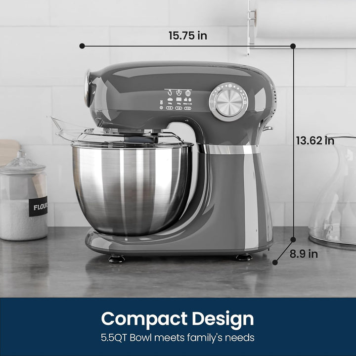 Kismile Stand Mixer, 5.5-Quart Electric Mixer with 12 Speeds CF3715 - Kismile