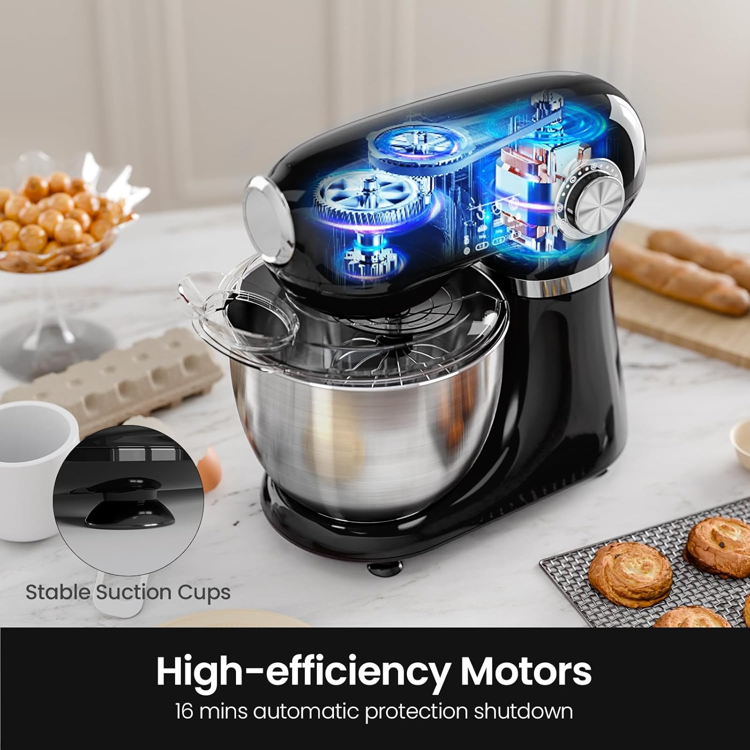 Kismile Stand Mixer, 5.5-Quart Electric Mixer with 12 Speeds