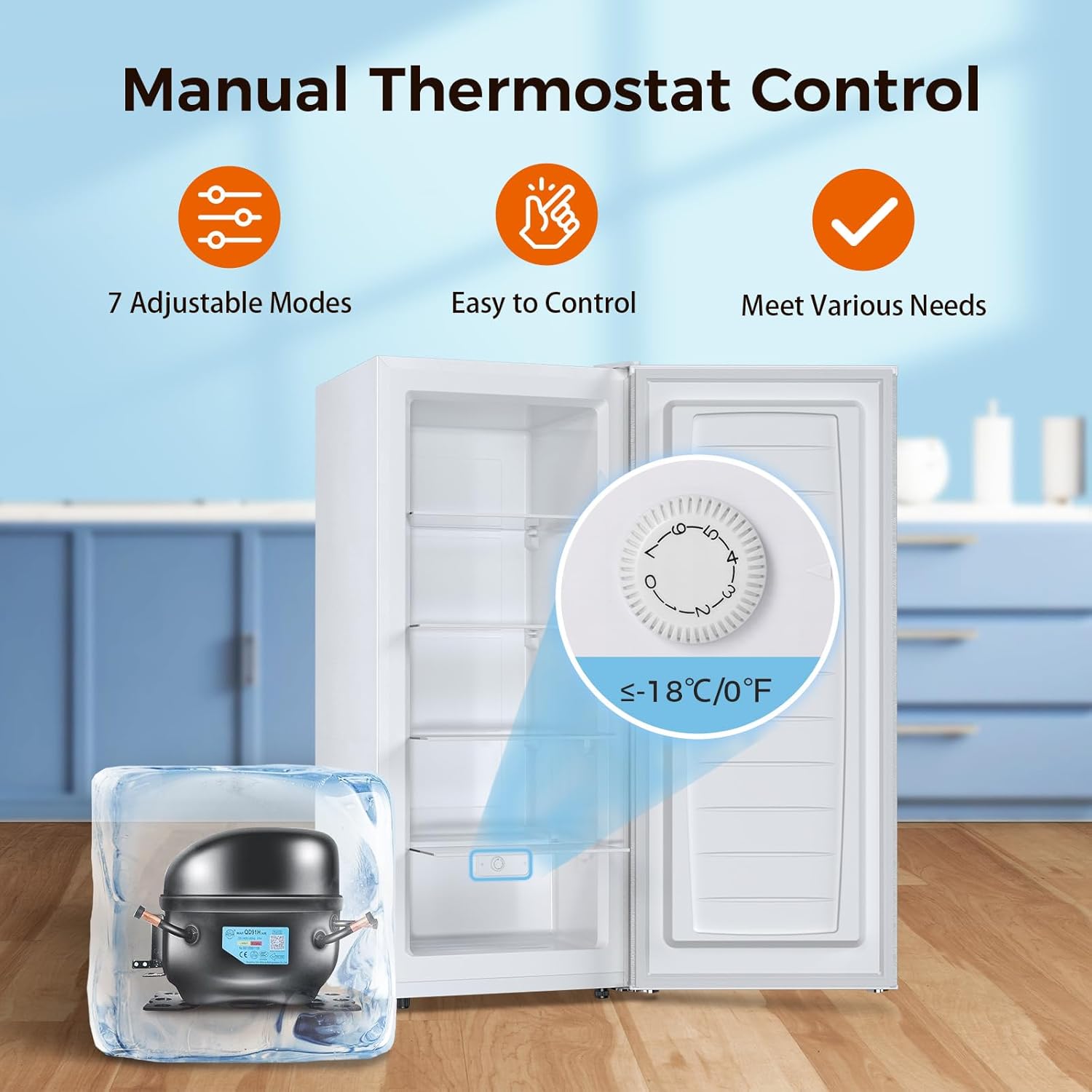 Kismile Upright Freezer, 6.0 Cu.ft Deep Freezer D58165-WHITE - Kismile