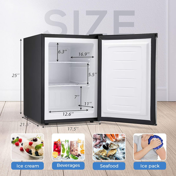 Kismile Upright Freezer,3.0 Cu.ft Mini Freezer with Reversible Single Door,Removable Shelves,Small Freezer with Adjustable Thermostat for Home/Dorms/Apartment/Office (Black) - Kismile