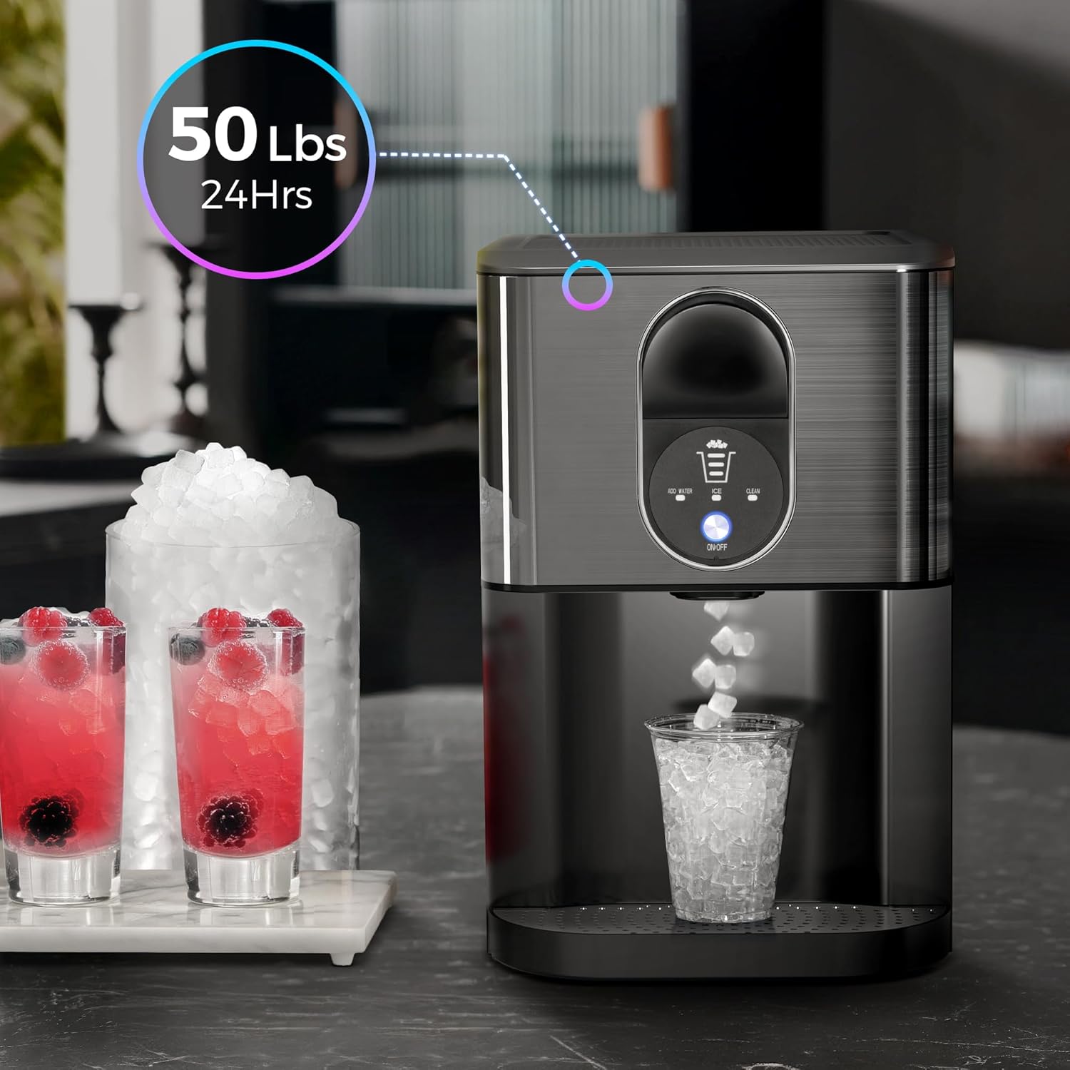 Kismile Ice Makers Countertop, Pebble Ice Maker Machine with Self