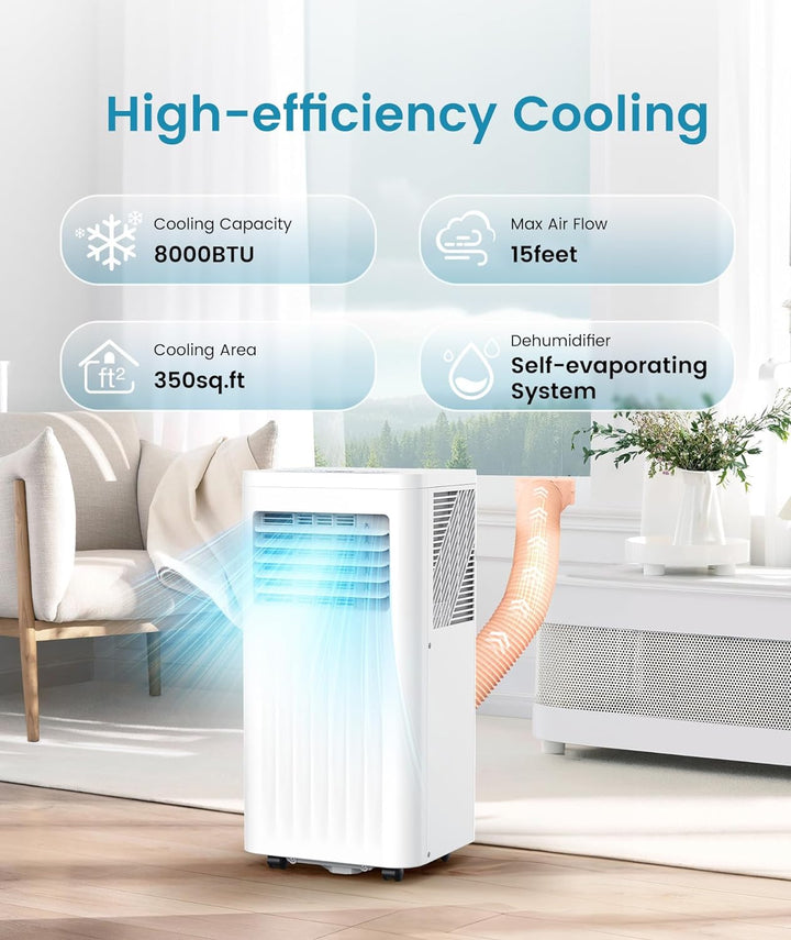 portable Air Conditioner, 10000 BTU Air Conditioner with Cooling, Fan, Dehumidifier, Sleep Mode, ≤55 db, Cooling up to 450 Sq. Ft. with 24H Timer - Kismile