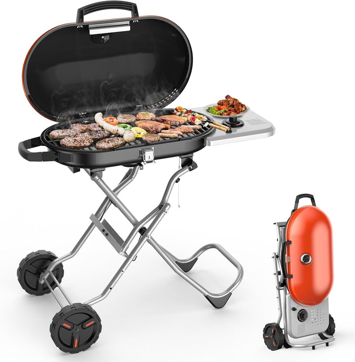 Portable Propane Gas Grill, 15000BTUS,BBQ Gas Grill with 348 SQ Inch Large Cooking Areas, Sturdy Quick - Fold Legs, Portable & Foldable Gas Grill for Outdoor Camping/Tailgating/Picnic - Kismile