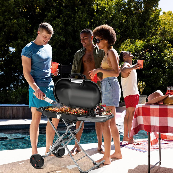 Portable Propane Gas Grill, 15000BTUS,BBQ Gas Grill with 348 SQ Inch Large Cooking Areas, Sturdy Quick - Fold Legs, Portable & Foldable Gas Grill for Outdoor Camping/Tailgating/Picnic - Kismile