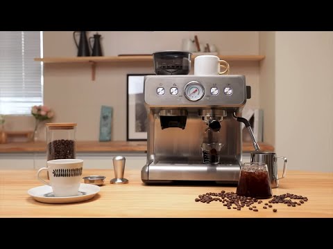 Kismile Espresso Machine 15 Bar, Semi-Automatic Coffee Maker with Bean Grinder and Milk Frother Steam Wand