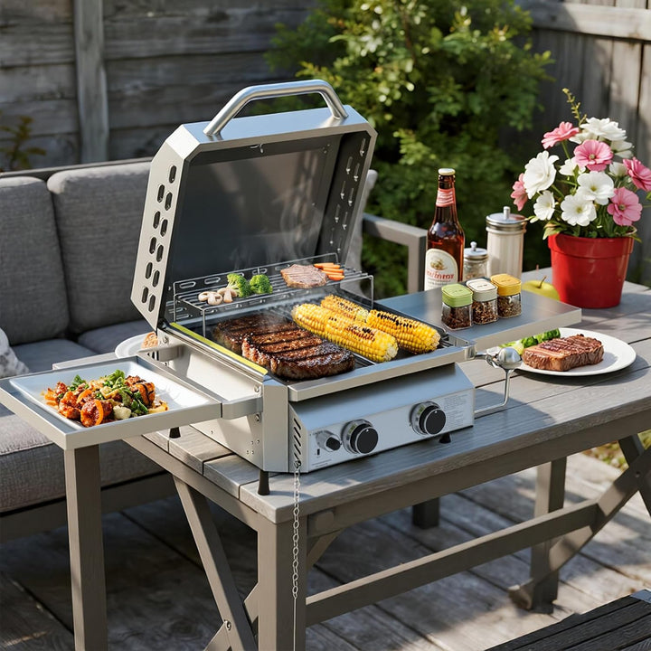 Stainless Steel Portable Tabletop Gas Grill 01120GDB0 - Kismile