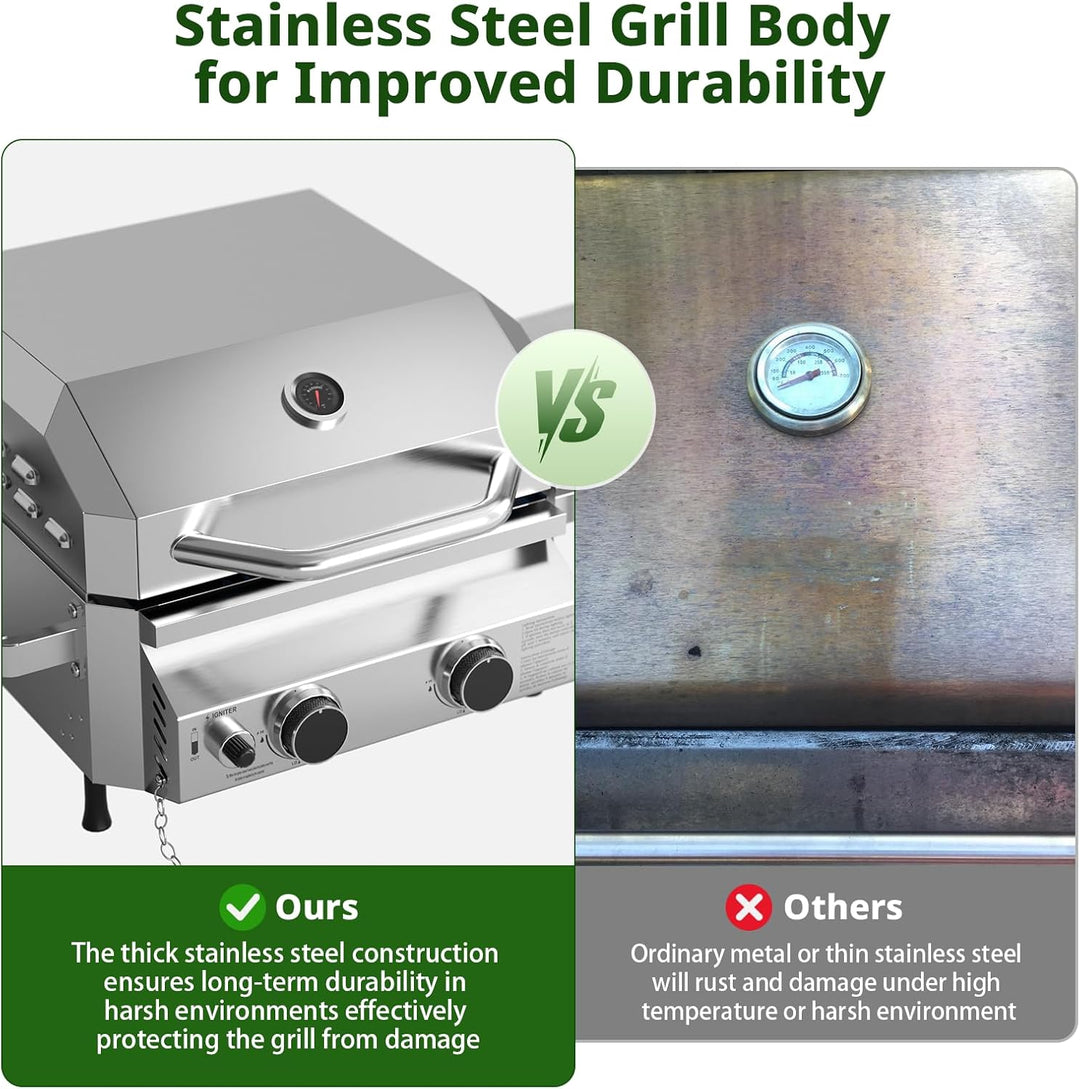 Stainless Steel Portable Tabletop Gas Grill 01120GDB0 - Kismile
