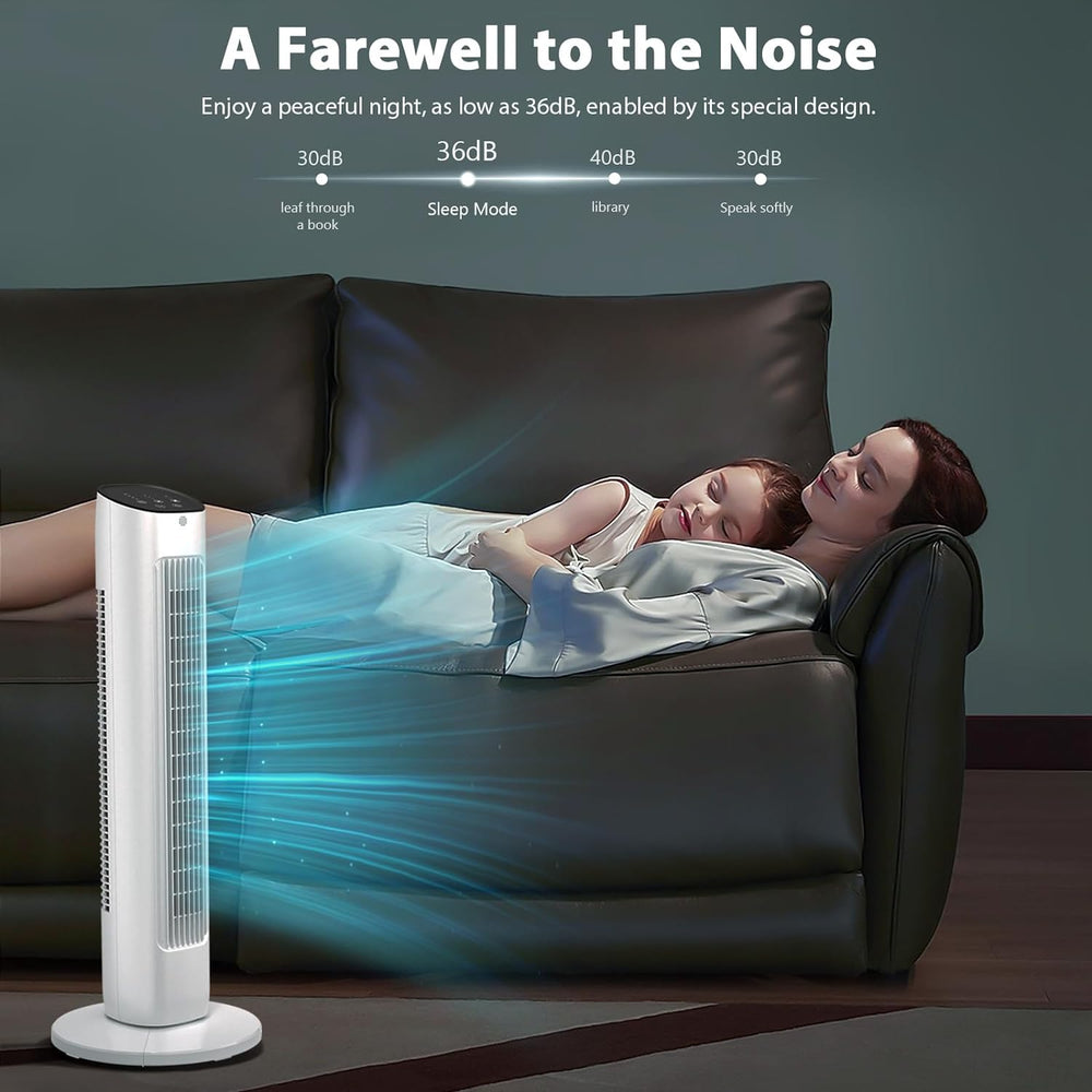 Tower Fan 360°Oscillating Quiet Cooling 24H Timer Remote Control Powerful 5321 - Kismile