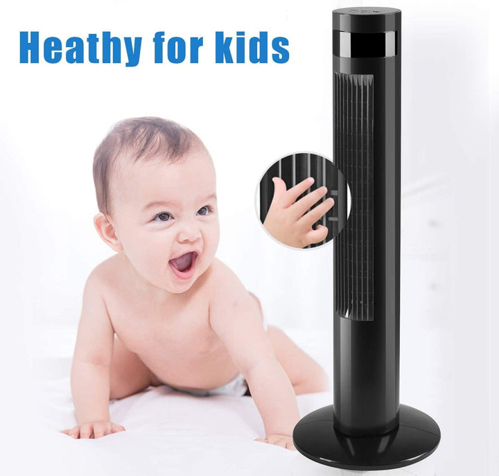 Tower Fan Portable Electric Oscillating Fan Quiet Cooling Remote Control Standing Bladeless Floor Fans 3 Speeds Wind Modes Timer - Kismile
