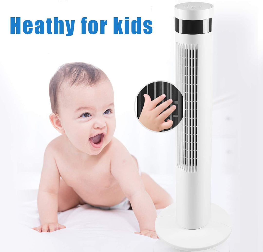 Tower Fan Portable Electric Oscillating Fan Quiet Cooling Remote Control Standing Bladeless Floor Fans 3 Speeds Wind Modes Timer - Kismile