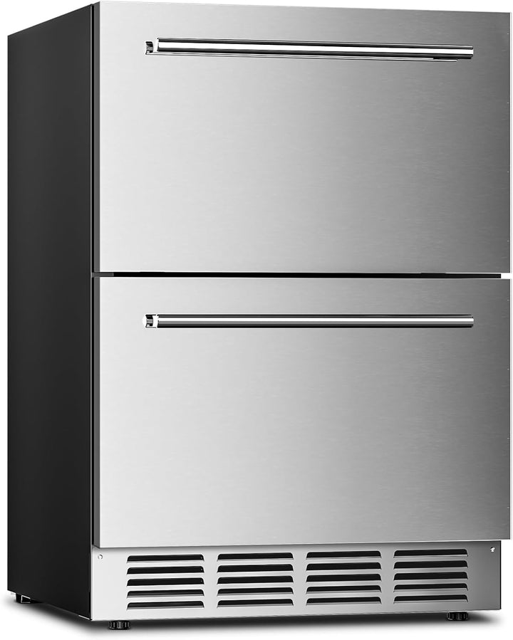 Under Counter Refrigerator, 24 Inch Double Drawer Beverage Fridge - Kismile