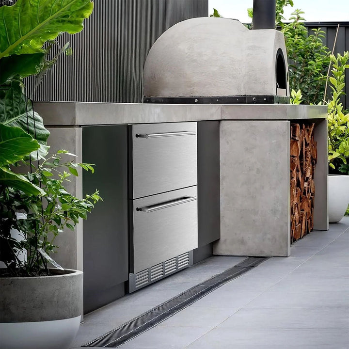 Under Counter Refrigerator, 24 Inch Double Drawer Beverage Fridge F58145 - Kismile