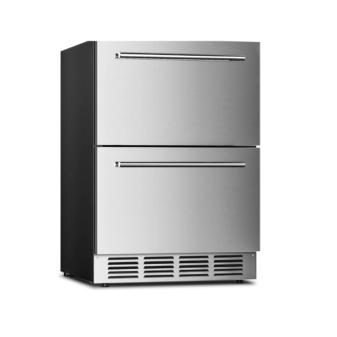 Under Counter Refrigerator, 24 Inch Double Drawer Beverage Fridge F58145 - Kismile