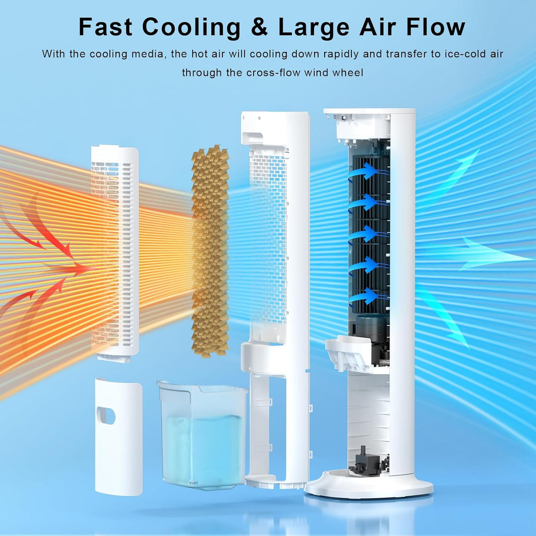 vaporative Air Cooler, 40" Cooling Fan that Blow Cold Air, Swamp Cooler with 80° Oscillation, - Kismile