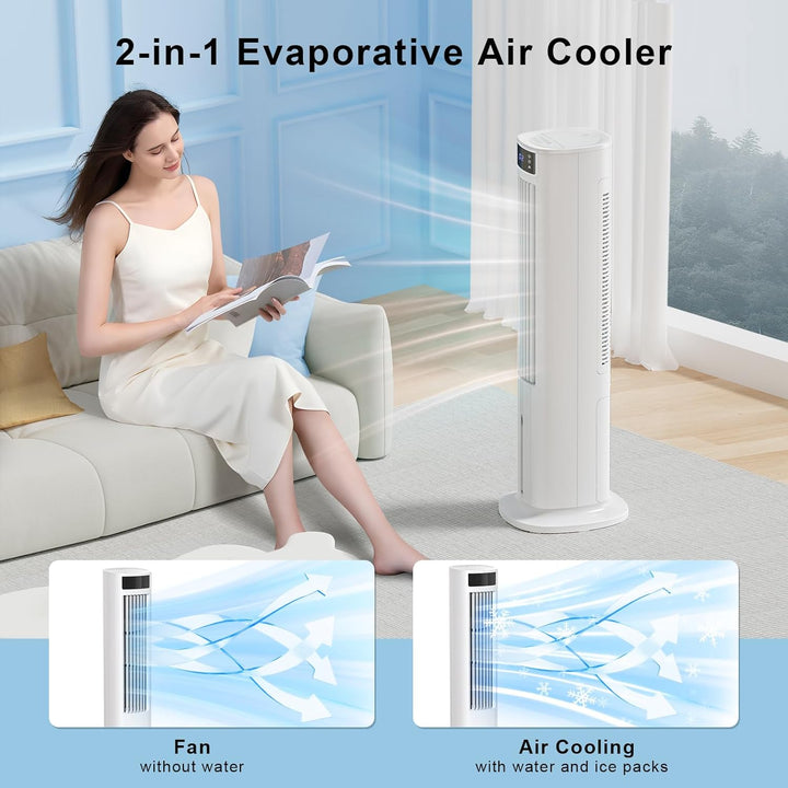 vaporative Air Cooler, 40" Cooling Fan that Blow Cold Air, Swamp Cooler with 80° Oscillation, - Kismile