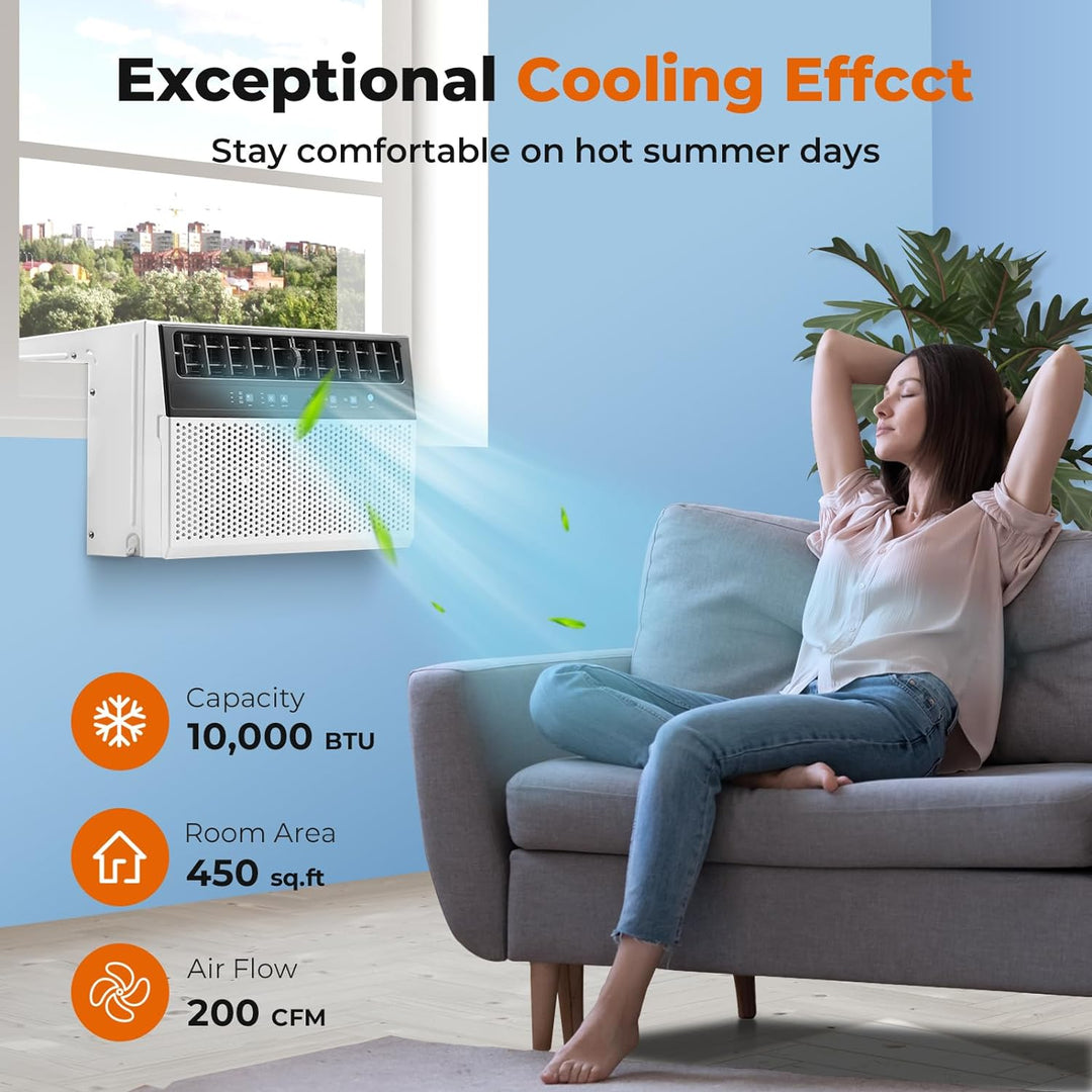 Window Air Conditioner 12,000 BTU, 6 in 1 U Shaped Window AC unit with Remote Control A5408W-12K - Kismile