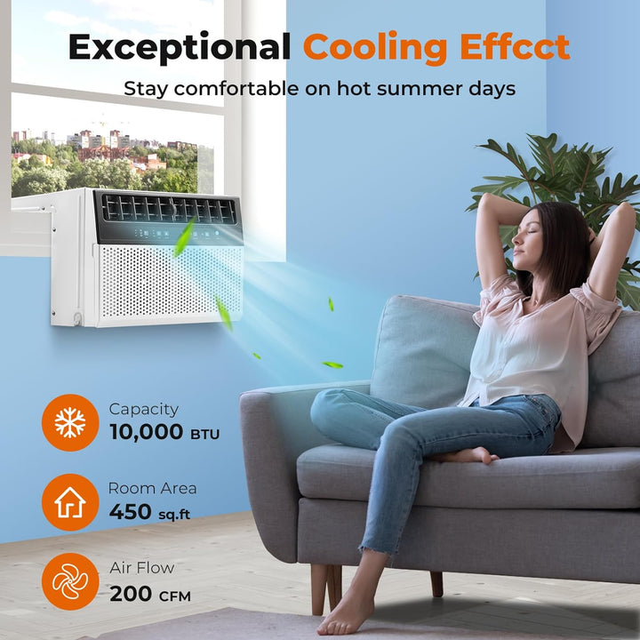 Window Air Conditioner 12,000 BTU, 6 in 1 U Shaped Window AC unit with Remote Control A5408W-12K - Kismile