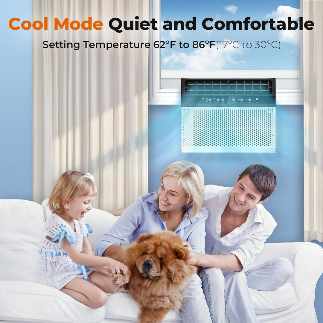 Window Air Conditioner 12,000 BTU, 6 in 1 U Shaped Window AC unit with Remote Control A5408W-12K - Kismile