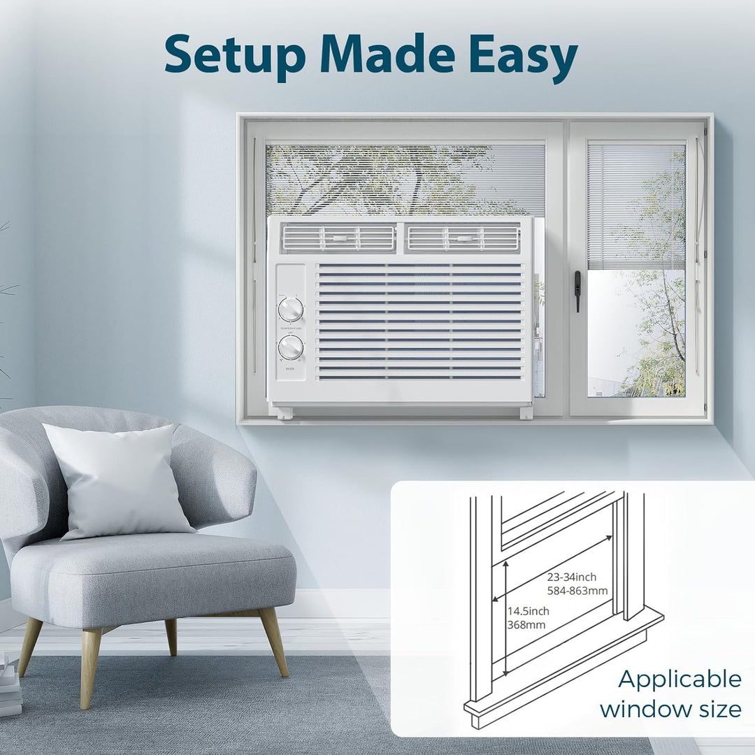 Window Air Conditioner, 7 Temp Dial, Cools up to 150 Sq.Ft. A8501W - Kismile