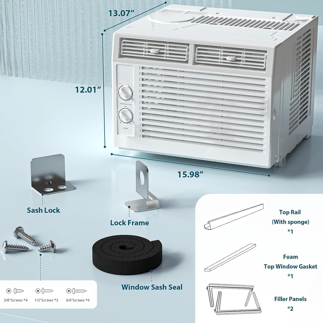 Window Air Conditioner, 7 Temp Dial, Cools up to 150 Sq.Ft. A8501W - Kismile