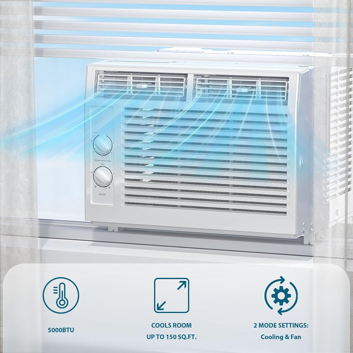 Window Air Conditioner, 7 Temp Dial, Cools up to 150 Sq.Ft. A8501W - Kismile