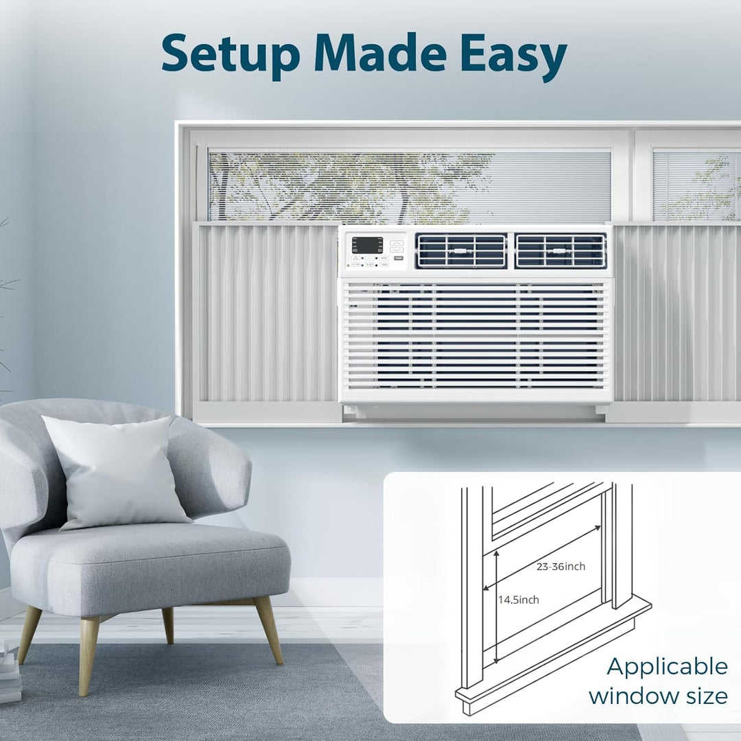 Window Air Conditioner, 8000BTU, 24H Timer, Remote Control A8502W - Kismile