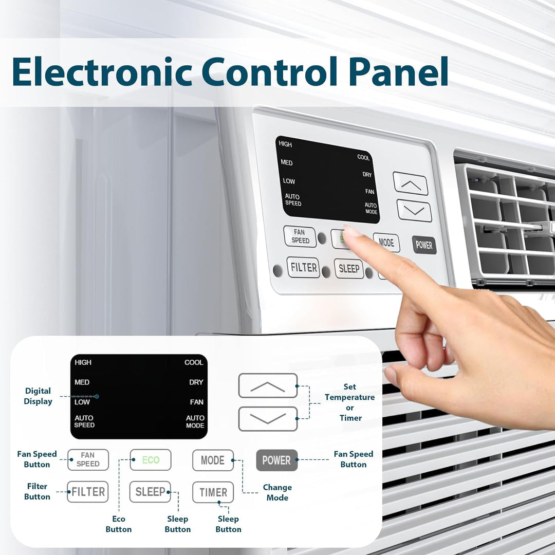 Window Air Conditioner, 8000BTU, 24H Timer, Remote Control A8502W - Kismile