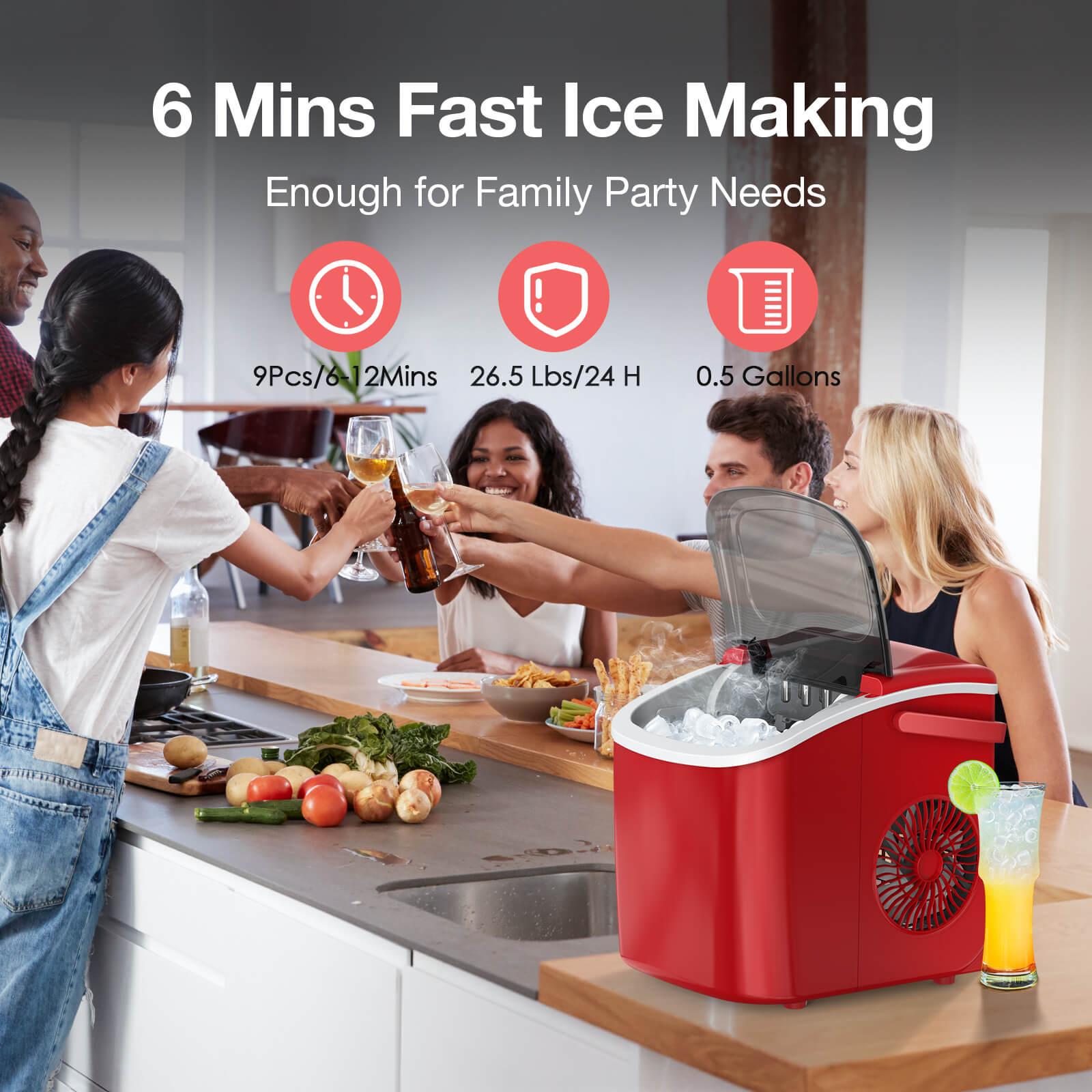 Countertop Ice Maker Portable Ice Machine with Handle,Self